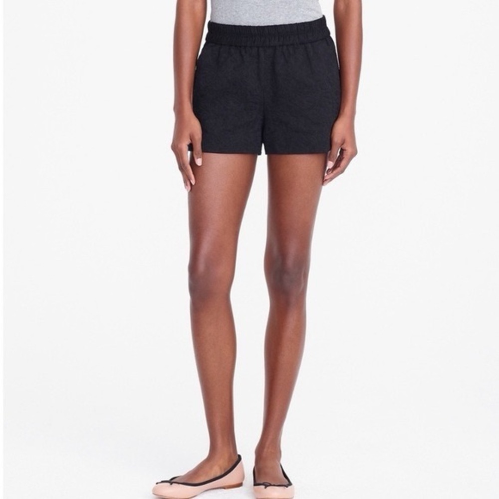 J. Crew Short Jacquard Pull on Black Textured Shorts